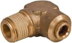 Norgren - 3/8" Outside Diam, 1/2 NPT, Brass Push-to-Connect Tube Male Elbow - 150 Max psi, Tube to Male NPT Connection, Buna O-Ring - Benchmark Tooling
