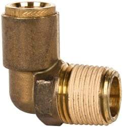 Norgren - 1/4" Outside Diam, 1/2 NPT, Brass Push-to-Connect Tube Male Elbow - 150 Max psi, Tube to Male NPT Connection, Buna O-Ring - Benchmark Tooling