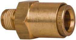 Norgren - 3/8" Outside Diam, 1/8 NPT, Brass Push-to-Connect Tube Male Connector - 150 Max psi, Tube to Male NPT Connection, Buna O-Ring - Benchmark Tooling