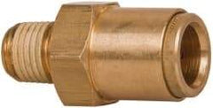 Norgren - 1/2" Outside Diam, 1/4 NPT, Brass Push-to-Connect Tube Male Connector - 150 Max psi, Tube to Male NPT Connection, Buna O-Ring - Benchmark Tooling