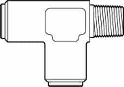 Norgren - 1/2" Outside Diam, 3/8 NPT, Brass Push-to-Connect Tube Male Run Tee - 150 Max psi, Tube to Male Connection, Buna O-Ring - Benchmark Tooling