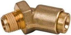 Norgren - 1/4" Outside Diam, 1/8 NPT, Brass Push-to-Connect Tube Male 45° Elbow - 150 Max psi, Tube to Male Connection, Buna O-Ring - Benchmark Tooling