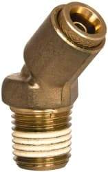 Norgren - 1/2" Outside Diam, 3/8 NPT, Brass Push-to-Connect Tube Male 45° Elbow - 150 Max psi, Tube to Male Connection, Buna O-Ring - Benchmark Tooling