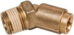 Norgren - 3/8" Outside Diam, 3/8 NPT, Brass Push-to-Connect Tube Male 45° Elbow - 150 Max psi, Tube to Male Connection, Buna O-Ring - Benchmark Tooling