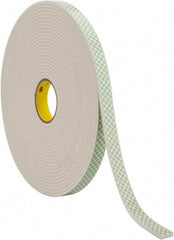 3M - 1" x 18 Yd Acrylic Adhesive Double Sided Tape - 1/4" Thick, Off-White, Urethane Foam Liner, Continuous Roll, Series 4004 - Benchmark Tooling