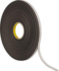 3M - 1/2" x 72 Yd Rubber Adhesive Double Sided Tape - 1/32" Thick, Black, Polyethylene Foam Liner, Continuous Roll, Series 4462B - Benchmark Tooling