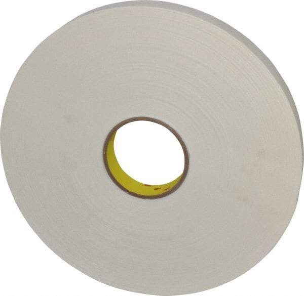 3M - 1" x 72 Yd Rubber Adhesive Double Sided Tape - 1/32" Thick, White, Polyethylene Foam Liner, Continuous Roll, Series 4462W - Benchmark Tooling