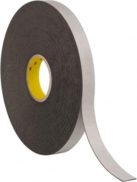 3M - 1" x 36 Yd Rubber Adhesive Double Sided Tape - 1/16" Thick, Black, Polyethylene Foam Liner, Continuous Roll, Series 4466B - Benchmark Tooling