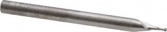 RobbJack - 0.032", 0.096" LOC, 1/8" Shank Diam, 1-1/2" OAL, 2 Flute, Solid Carbide Square End Mill - Single End, Uncoated, Spiral Flute, 30° Helix, Centercutting, Right Hand Cut, Right Hand Flute, Series SR-2 - Benchmark Tooling