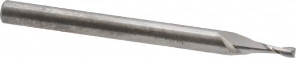 RobbJack - 0.057", 0.171" LOC, 1/8" Shank Diam, 1-1/2" OAL, 2 Flute, Solid Carbide Square End Mill - Single End, Uncoated, Spiral Flute, 30° Helix, Centercutting, Right Hand Cut, Right Hand Flute, Series SR-2 - Benchmark Tooling