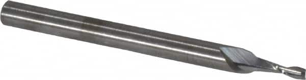 RobbJack - 0.06", 0.18" LOC, 1/8" Shank Diam, 1-1/2" OAL, 2 Flute, Solid Carbide Square End Mill - Single End, Uncoated, Spiral Flute, 30° Helix, Centercutting, Right Hand Cut, Right Hand Flute, Series SR-2 - Benchmark Tooling