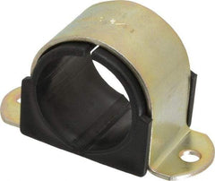 ZSI - 1-1/2" Tube, Steel, Zinc Plated Tube Strap with Cushion - 2 Mounting Holes - Benchmark Tooling