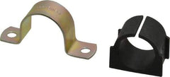 ZSI - 3/4 Pipe, Steel, Zinc Plated Pipe Strap with Cushion - 2 Mounting Holes - Benchmark Tooling