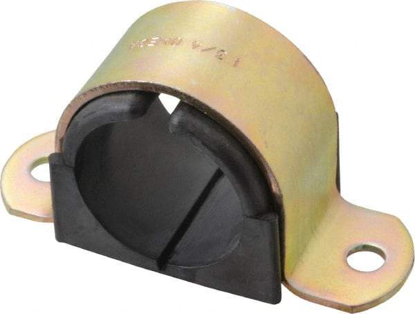 ZSI - 1-1/4 Pipe, Steel, Zinc Plated Pipe Strap with Cushion - 2 Mounting Holes - Benchmark Tooling