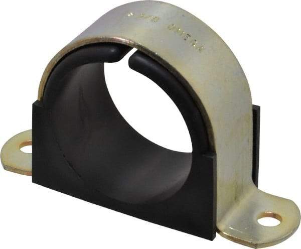 ZSI - 2 Pipe, Steel, Zinc Plated Pipe Strap with Cushion - 2 Mounting Holes - Benchmark Tooling