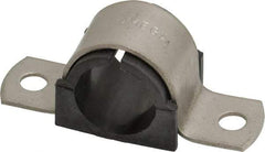 ZSI - 1/2 Pipe, Grade 304 Stainless Steel, Pipe Strap with Cushion - 2 Mounting Holes - Benchmark Tooling