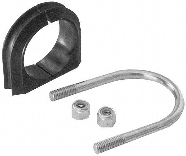 ZSI - 3" Pipe, Steel U Bolt Clamp with Cushion - Electro Galvanized, 1" Panel Thickness, 5.6"x4.55"x1.24" - Benchmark Tooling