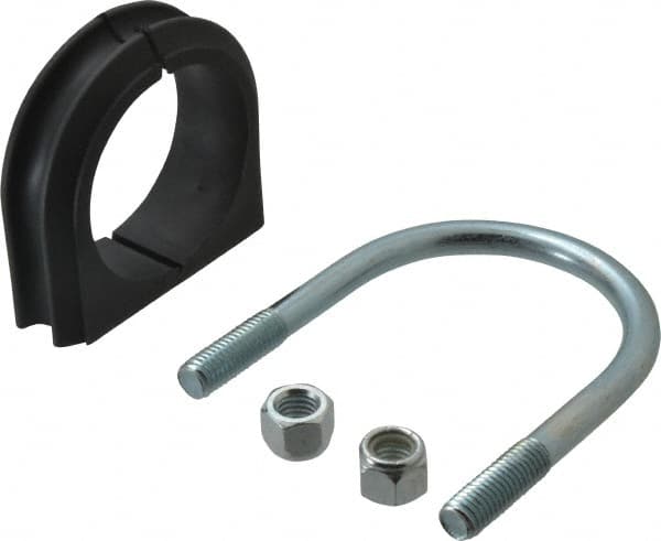 ZSI - 2-1/2" Pipe, Steel U Bolt Clamp with Cushion - Electro Galvanized, 1" Panel Thickness - Benchmark Tooling