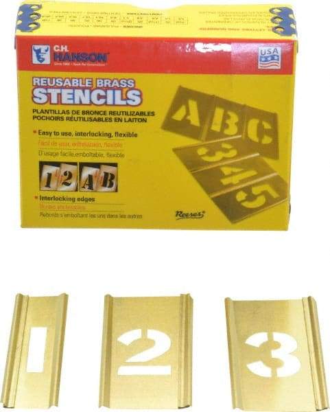 C.H. Hanson - 15 Piece, 1 Inch Character Size, Brass Stencil - Contains Figure Set - Benchmark Tooling