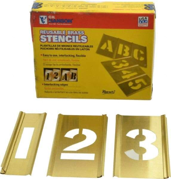 C.H. Hanson - 15 Piece, 1-1/2 Inch Character Size, Brass Stencil - Contains Figure Set - Benchmark Tooling