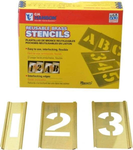 C.H. Hanson - 15 Piece, 2 Inch Character Size, Brass Stencil - Contains Figure Set - Benchmark Tooling