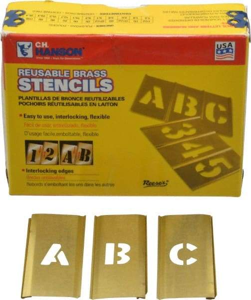 C.H. Hanson - 33 Piece, 1/2 Inch Character Size, Brass Stencil - Contains Letter Set - Benchmark Tooling