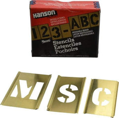 C.H. Hanson - 33 Piece, 1-1/2 Inch Character Size, Brass Stencil - Contains Letter Set - Benchmark Tooling