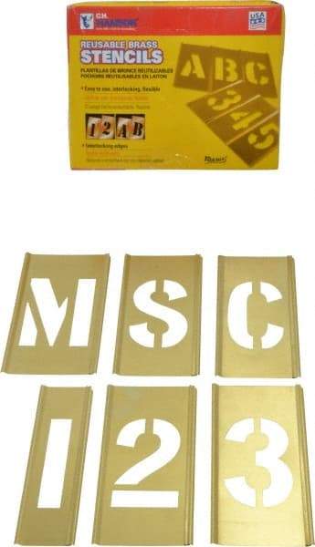 C.H. Hanson - 92 Piece, 2-1/2 Inch Character Size, Brass Stencil - Contains Three A Fonts - Benchmark Tooling