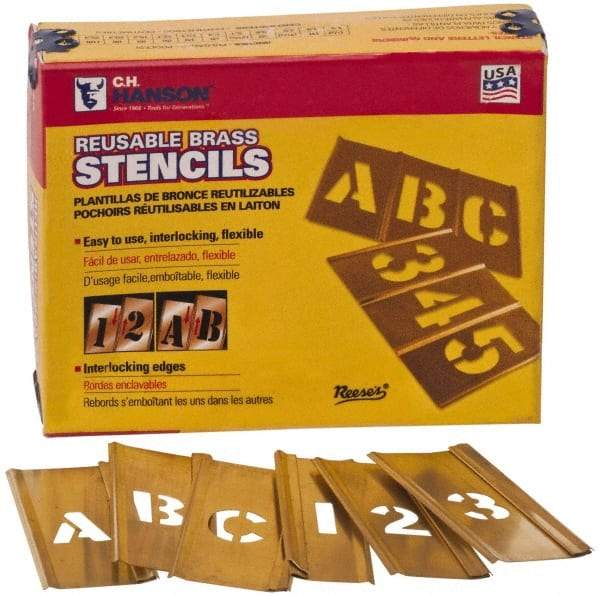 C.H. Hanson - 45 Piece, 4 Inch Character Size, Brass Stencil - Benchmark Tooling