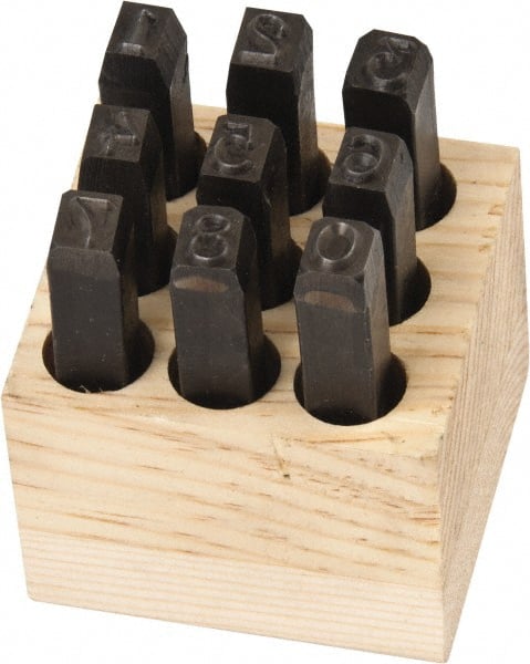 Made in USA - 9 Piece, 1/4" Character Steel Stamp Set - Benchmark Tooling