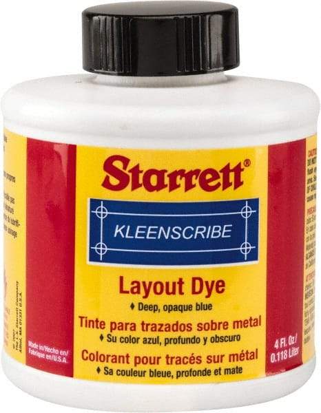 Starrett - Blue Layout Fluid - 4 Ounce Brush Top Bottle - Benchmark Tooling