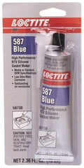 Loctite - 70 mL Tube Blue RTV Silicone Gasket Sealant - 500°F Max Operating Temp, 30 min Tack Free Dry Time, 24 hr Full Cure Time, Series 587 - Benchmark Tooling