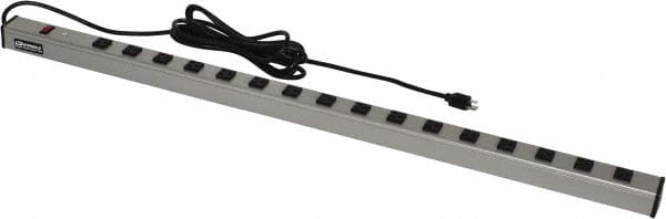 Wiremold - 16 Outlets, 120 Volts, 15 Amps, 15' Cord, Power Outlet Strip - Raceway Mount, 5-15 NEMA Configuration, 48" Strip, cULus Listed - Benchmark Tooling