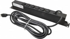 Wiremold - 6 Outlets, 120 Volts, 15 Amps, 15' Cord, Power Outlet Strip - Rack Mount, 6 Back NEMA Configuration, 19" Strip - Benchmark Tooling