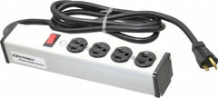 Wiremold - 4 Outlets, 120 Volts, 20 Amps, 6' Cord, Power Outlet Strip - Free Hanging Mount, 5-20 NEMA Configuration, 10-3/4" Strip, cULus Listed - Benchmark Tooling