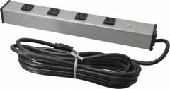 Wiremold - 4 Outlets, 120 Volts, 15 Amps, 15' Cord, Power Outlet Strip - Free Hanging Mount, 5-15 NEMA Configuration, 16" Strip, cULus Listed - Benchmark Tooling