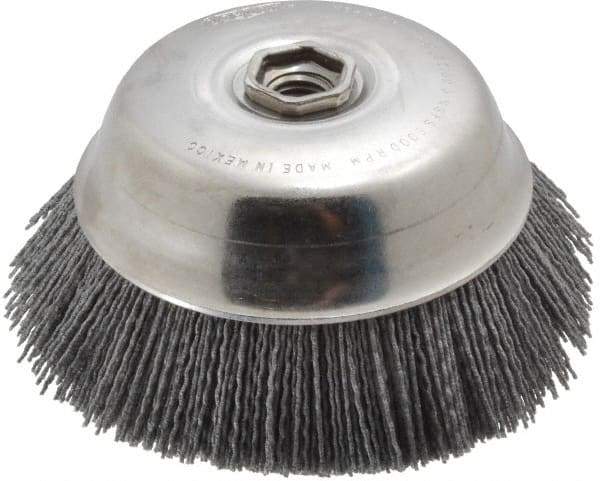 Osborn - 6" Diam, 5/8-11 Threaded Arbor Straight Wire Silicon Carbide Cup Brush - Medium Grade, 1-1/2" Trim Length, 6,000 Max RPM - Benchmark Tooling