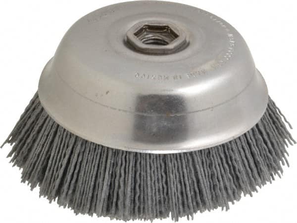 Osborn - 6" Diam, 5/8-11 Threaded Arbor Straight Wire Silicon Carbide Cup Brush - Fine Grade, 1-1/2" Trim Length, 6,000 Max RPM - Benchmark Tooling