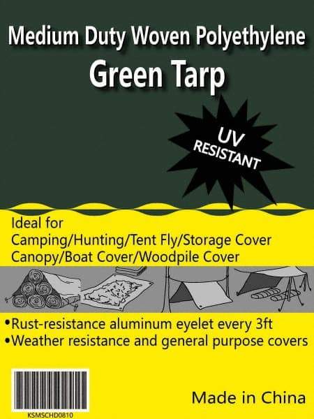 Value Collection - 60' Long x 40' Wide Polyethylene Tarp & Dust Cover - Green, 9 to 10 mil Thickness - Benchmark Tooling