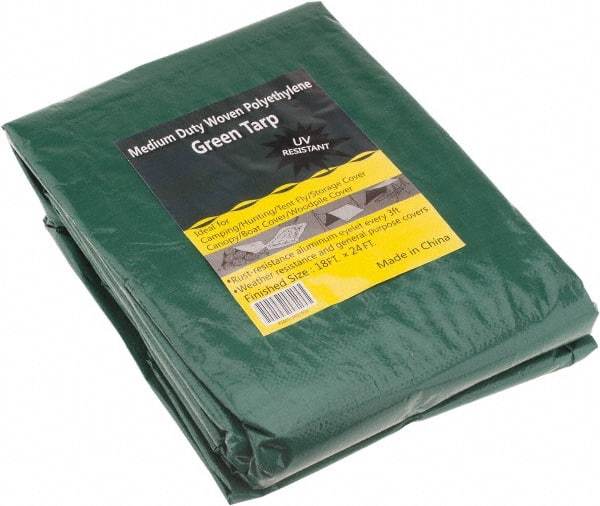 Value Collection - 24' Long x 18' Wide Polyethylene Tarp & Dust Cover - Green, 9 to 10 mil Thickness - Benchmark Tooling