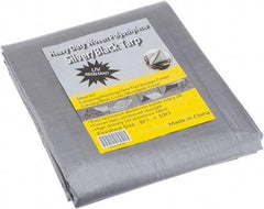 Value Collection - 10' Long x 8' Wide Polyethylene Tarp & Dust Cover - Black & Silver, Grommet, 11 to 12 mil Thickness - Benchmark Tooling