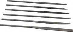 Value Collection - 6 Piece Swiss Pattern File Set - 6-1/4" Long, 2 Coarseness, Round Handle, Set Includes Equalling, Flat, Half Round, Round, Square, Three Square - Benchmark Tooling