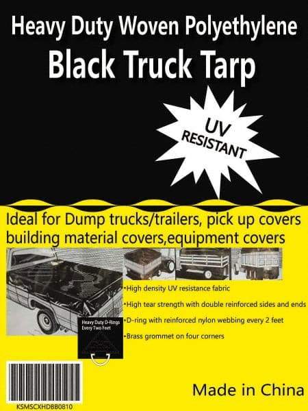 Value Collection - 20' Long x 12' Wide Polyethylene Tarp & Dust Cover - Black, Grommet, 11 to 12 mil Thickness - Benchmark Tooling