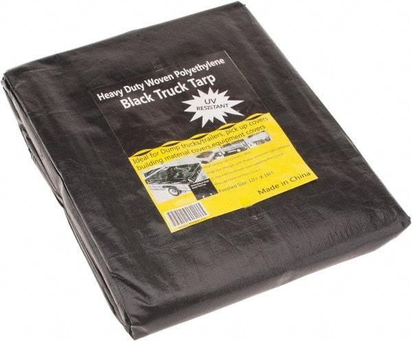 Value Collection - 16' Long x 12' Wide Polyethylene Tarp & Dust Cover - Black, Grommet, 11 to 12 mil Thickness - Benchmark Tooling