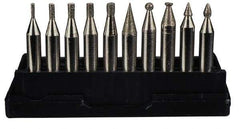 Value Collection - 10 Piece Mounted Abrasive Point Set - Includes 1/4" Diam Shank - Benchmark Tooling