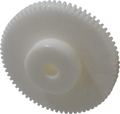 Poly Hi Solidur - 12 Pitch, 6" Pitch Diam, 6.166" OD, 72 Tooth Spur Gear - 3/4" Face Width, 3/4" Bore Diam, 2-3/4" Hub Diam, 14.5° Pressure Angle, Nylon - Benchmark Tooling