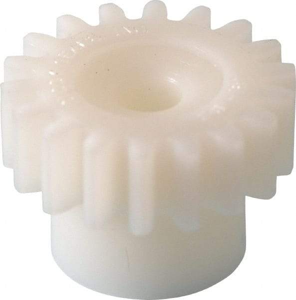 Poly Hi Solidur - 24 Pitch, 3/4" Pitch Diam, 0.833" OD, 18 Tooth Spur Gear - 1/4" Face Width, 3/16" Bore Diam, 35/64" Hub Diam, 20° Pressure Angle, Acetal - Benchmark Tooling