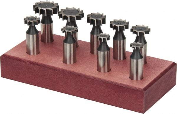 Value Collection - Straight Tooth Configuration, Woodruff and Keyseat Cutter Set - 204 to 808 ANSI, High Speed Steel, 9 Pieces - Benchmark Tooling