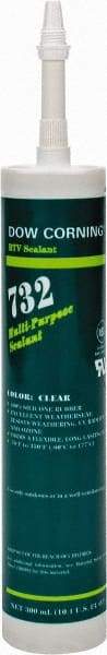 Dow Corning - 10.3 oz Cartridge Clear RTV Silicone Joint Sealant - -76 to 356°F Operating Temp, 20 min Tack Free Dry Time, 24 hr Full Cure Time, Series 732 - Benchmark Tooling