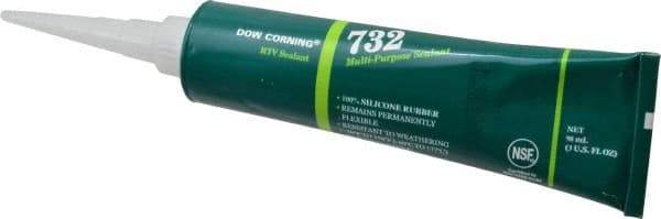 Dow Corning - 3 oz Tube White RTV Silicone Joint Sealant - -76 to 356°F Operating Temp, 20 min Tack Free Dry Time, 24 hr Full Cure Time, Series 732 - Benchmark Tooling